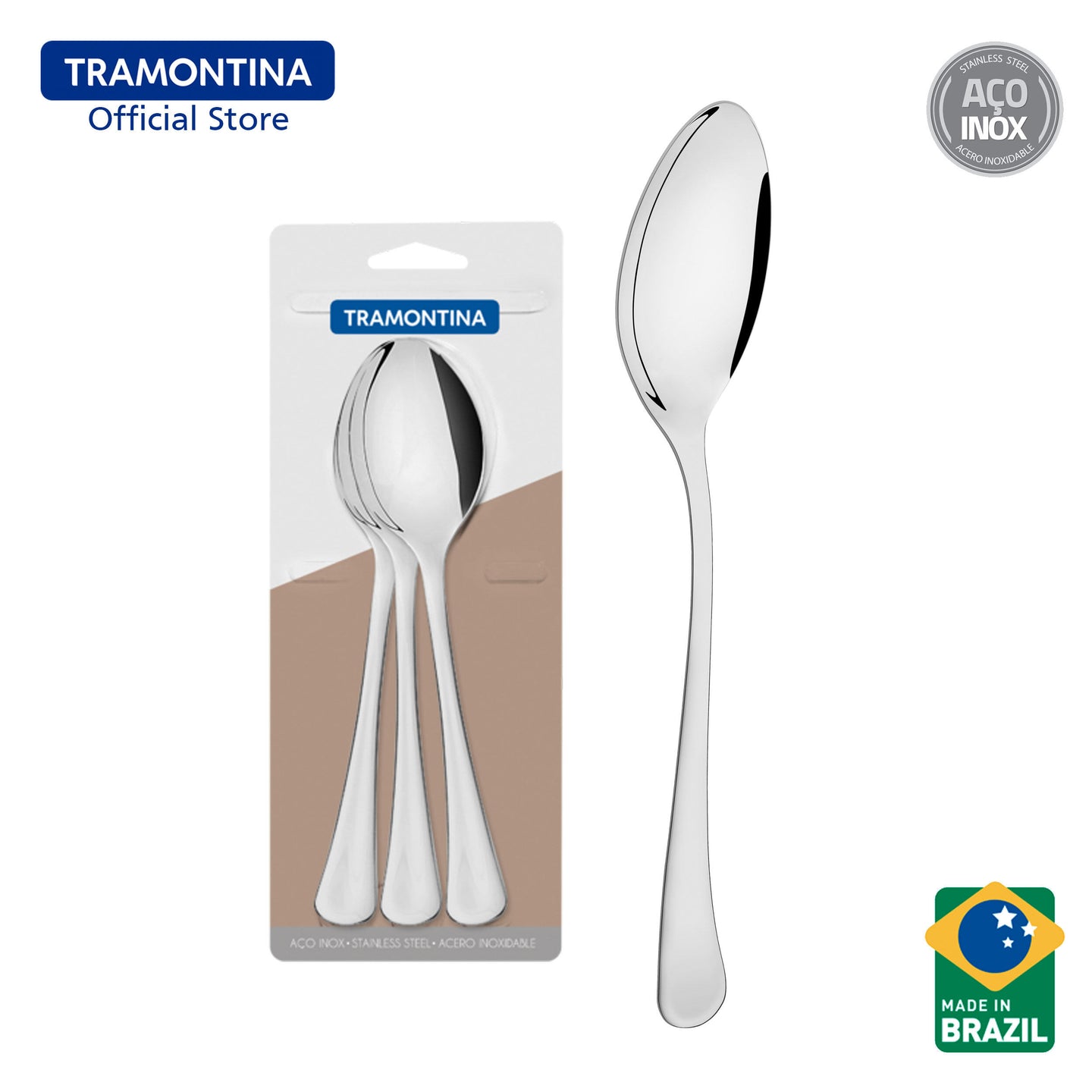 Tramontina Stainless Steel Table / Dining Spoon Set 3pcs (Havana)