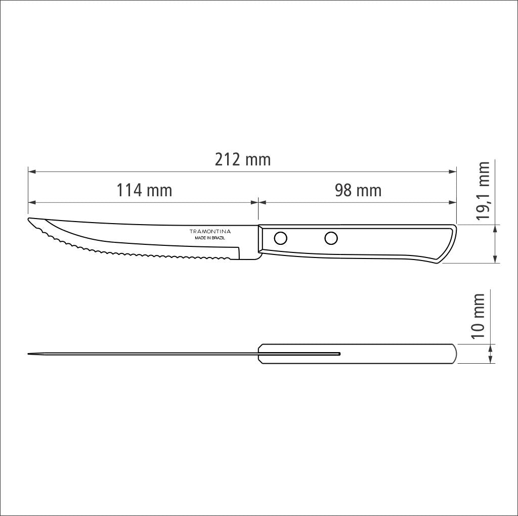 Tramontina Steak Knife 5" with Stainless-Steel and Brown Polywood Handle