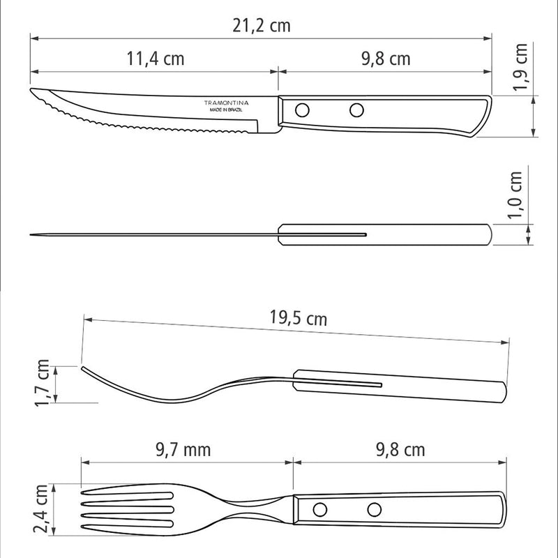 Tramontina Stainless Steel Barbecue Set 12pcs (Polywood)