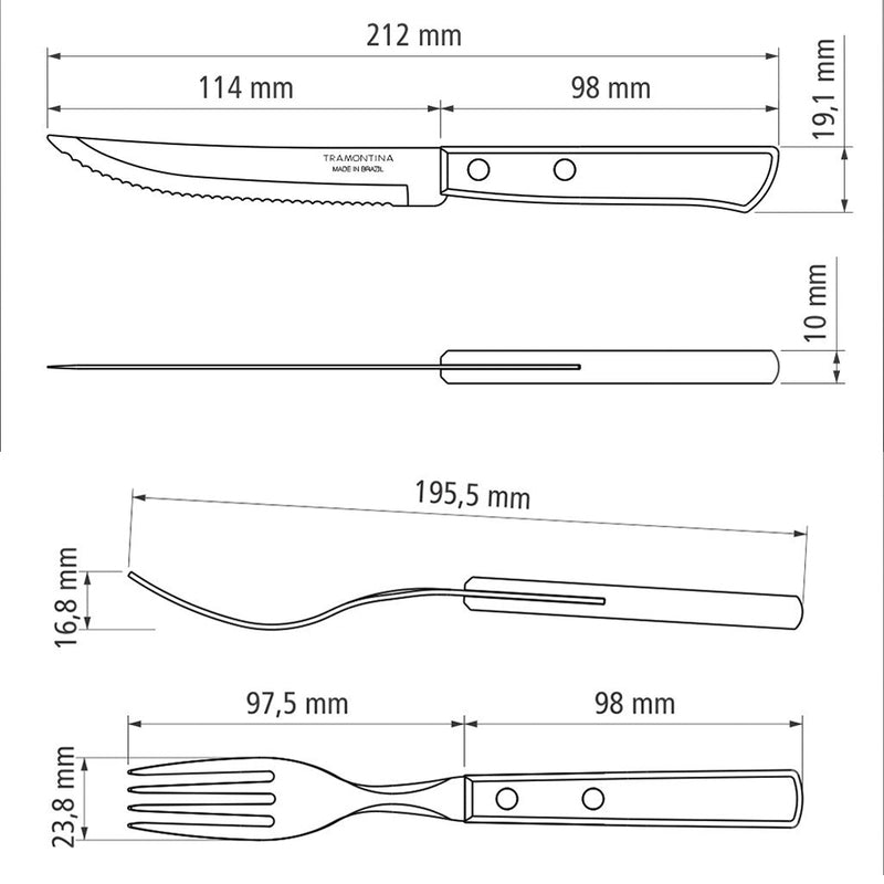 Tramontina Stainless Steel Barbecue Set 12pcs (Polywood)