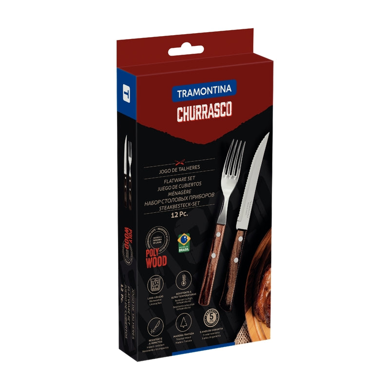 Tramontina Stainless Steel Barbecue Set 12pcs (Polywood)