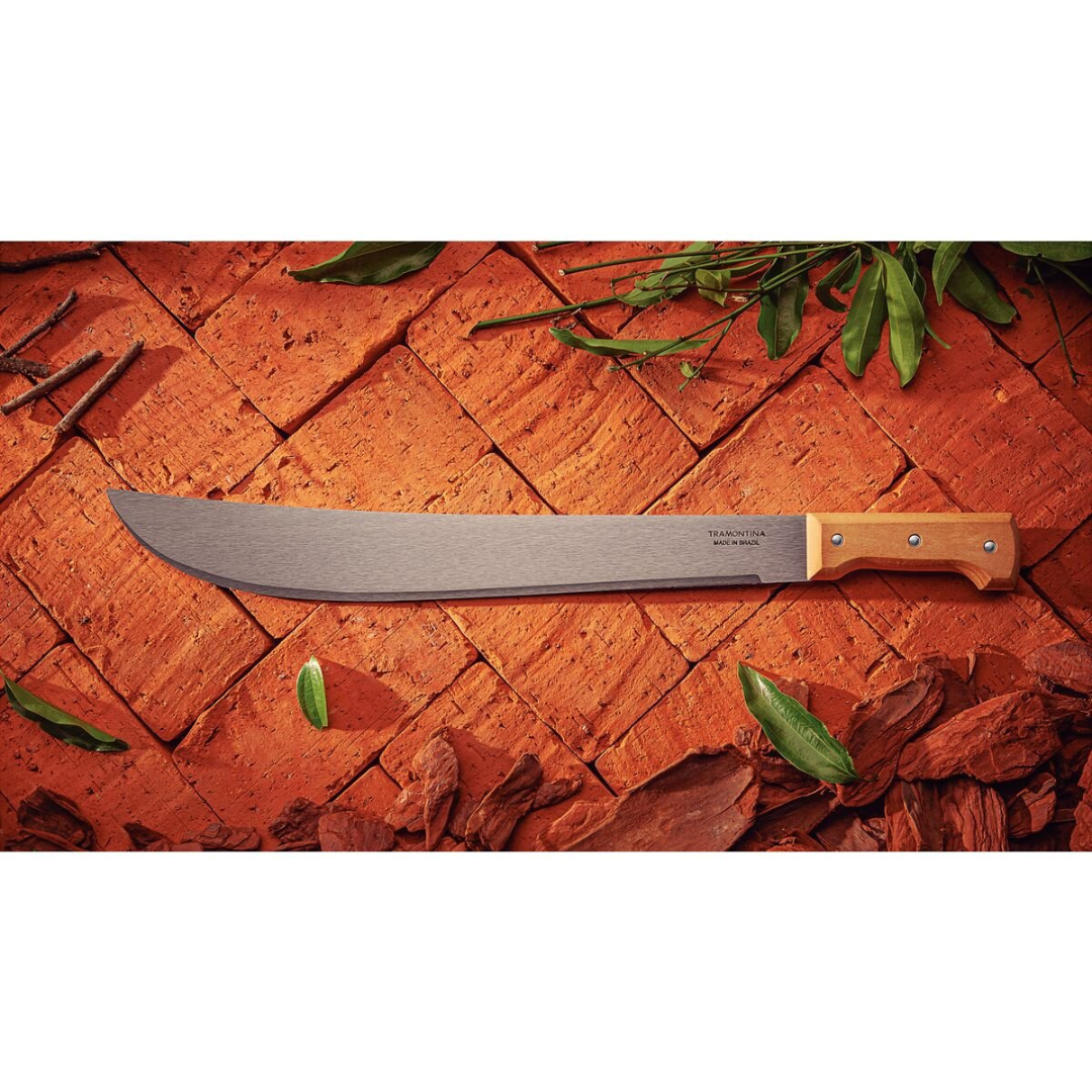 Tramontina 18" Carbon Steel Blade Forest Machete with Wooden Handle (Parang Hutan)