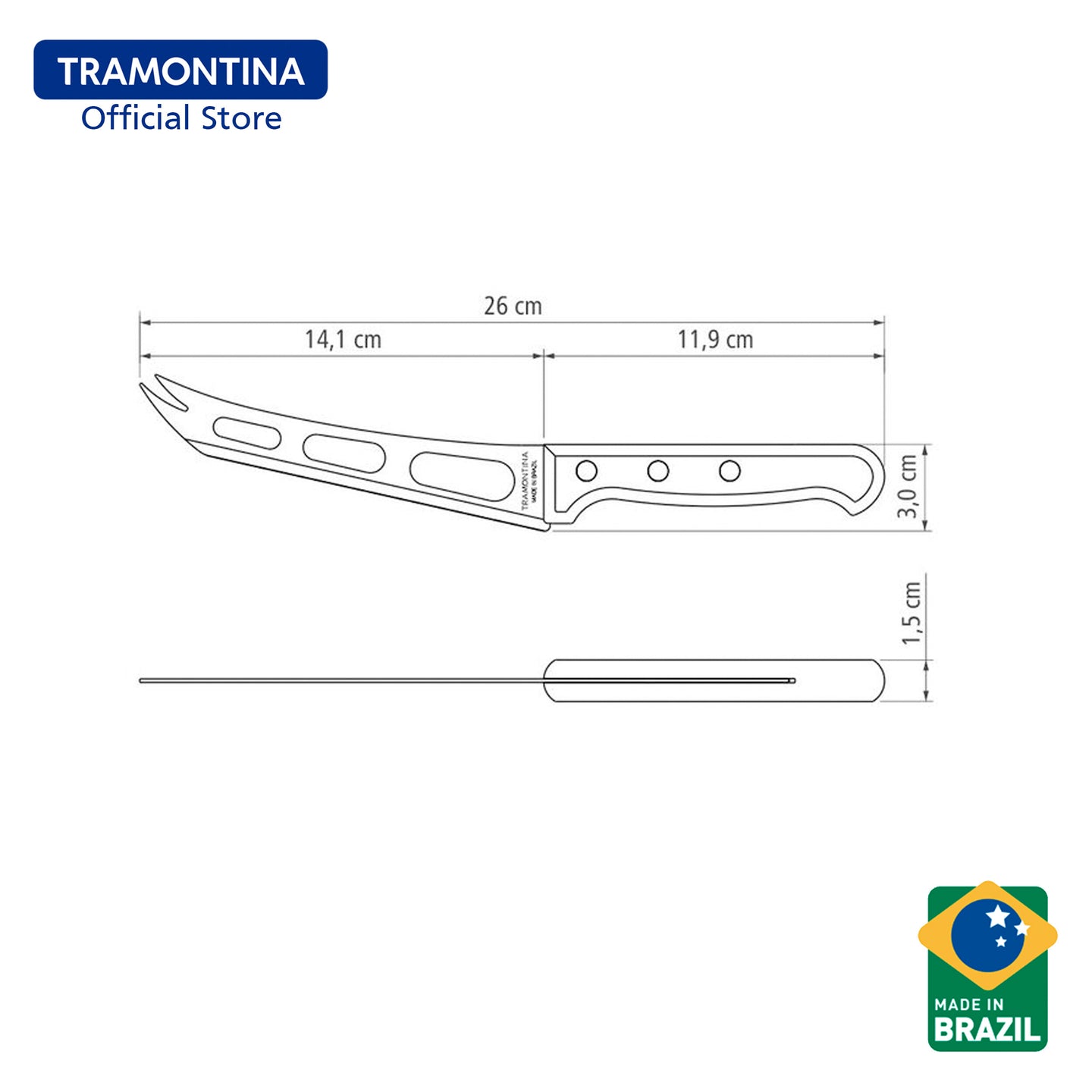 Tramontina Stainless Steel Cheese Knife 6" (Polywood)