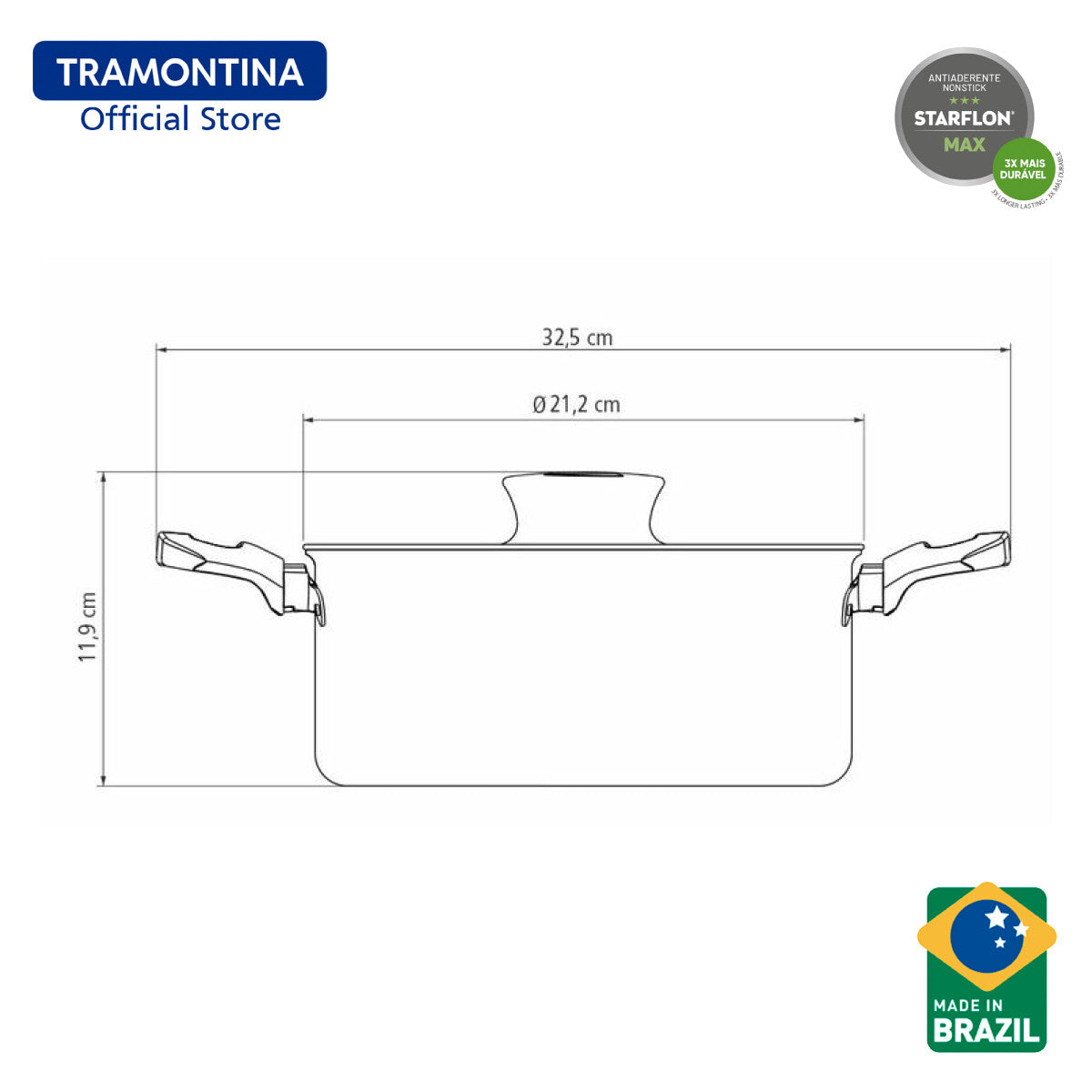 Tramontina Non Stick Casserole 20cm (Formia)