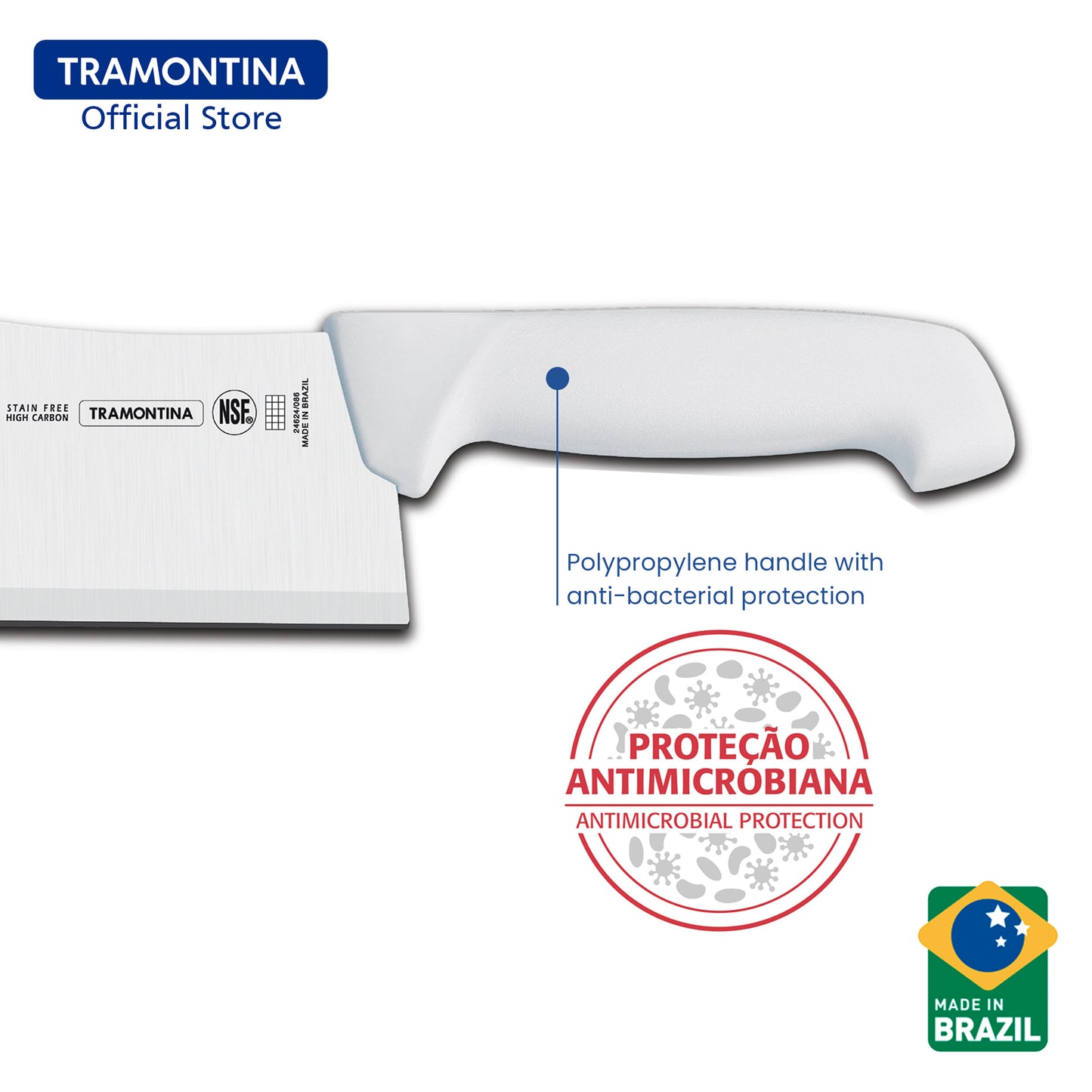 Tramontina Stainless Steel Cleaver with Antibacterial Protection Handle 6" (Professional Master)