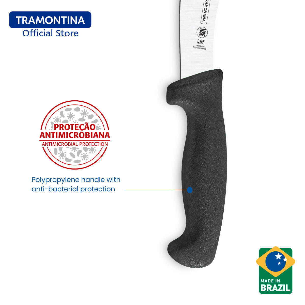 Tramontina Skinning Knife with Antibacterial Protection Handle 6" (Professional Master) 6 Colors