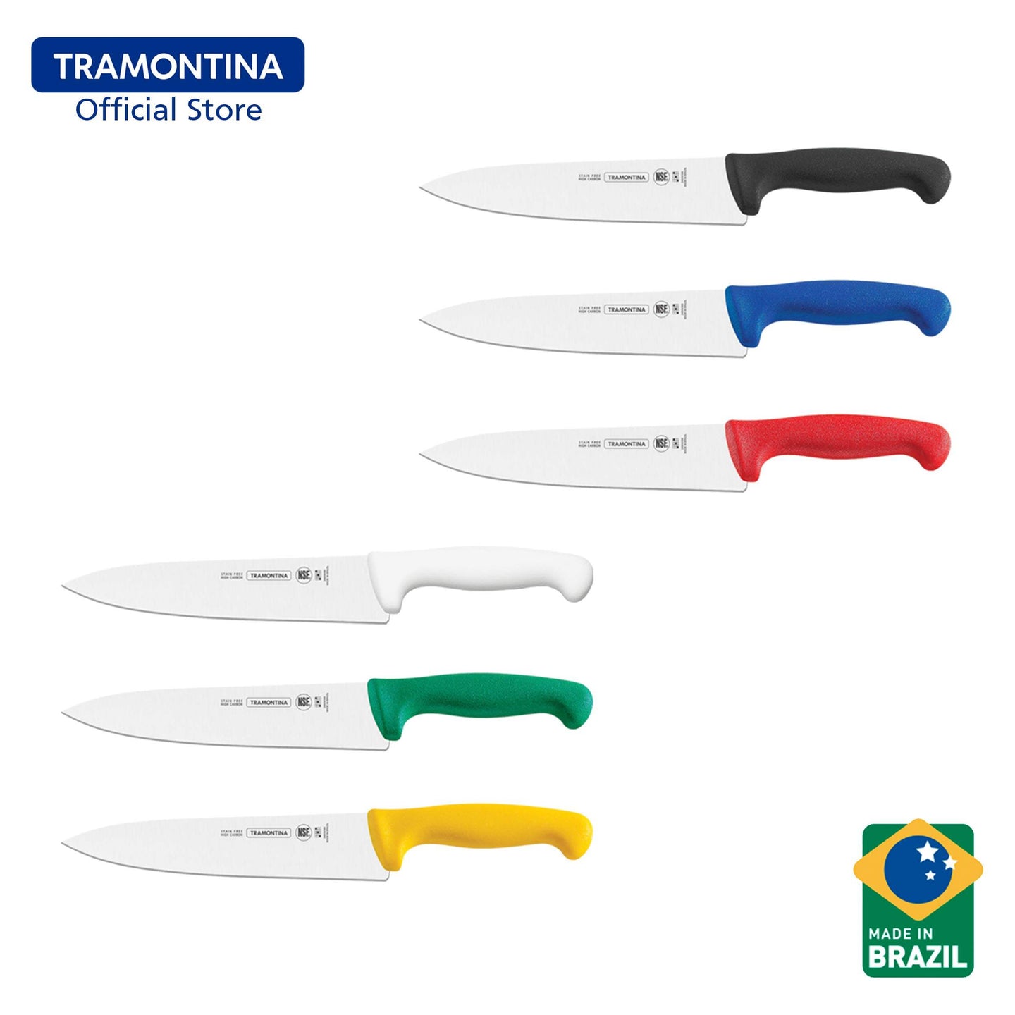 Tramontina Stainless Steel Meat Knife with Antibacterial Protection Handle 8" (Professional Master) 6 Colors