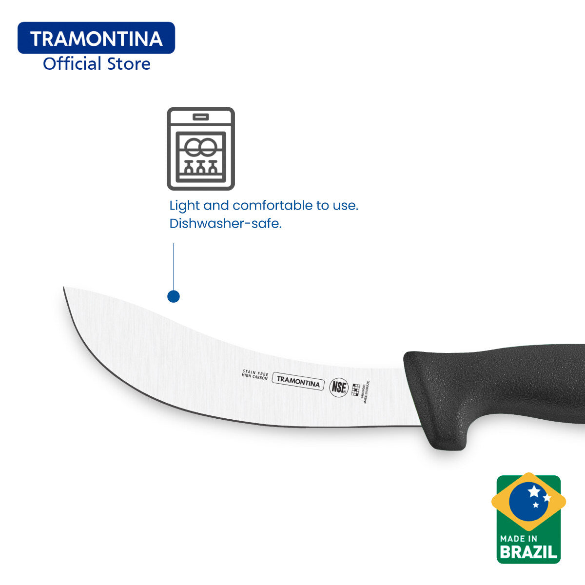 Tramontina Skinning Knife with Antibacterial Protection Handle 6" (Professional Master) 6 Colors