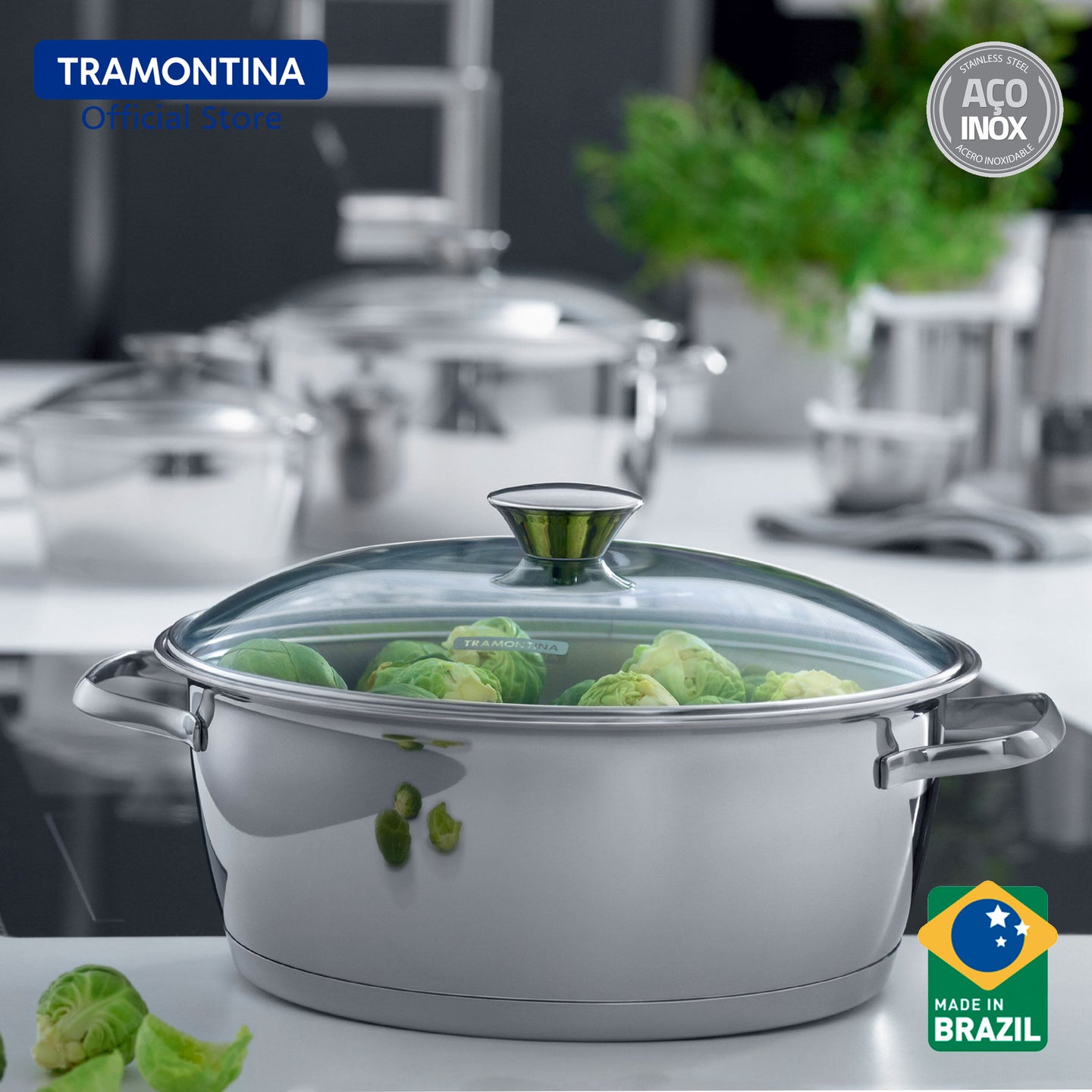 Tramontina Stainless Steel Pot/Casserole 24cm (Allegra)