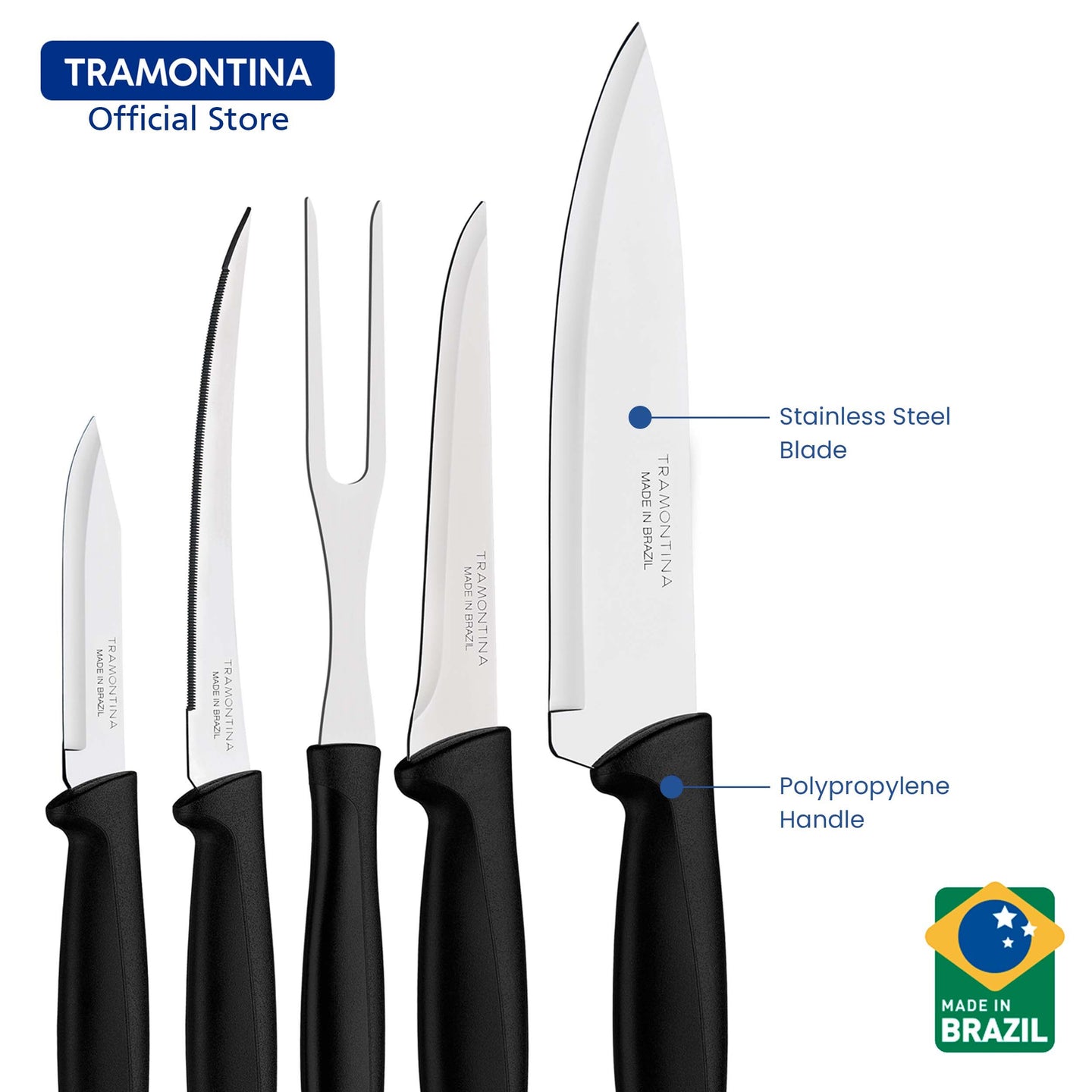 Tramontina Stainless Steel 6pcs Knife Set (Plenus)