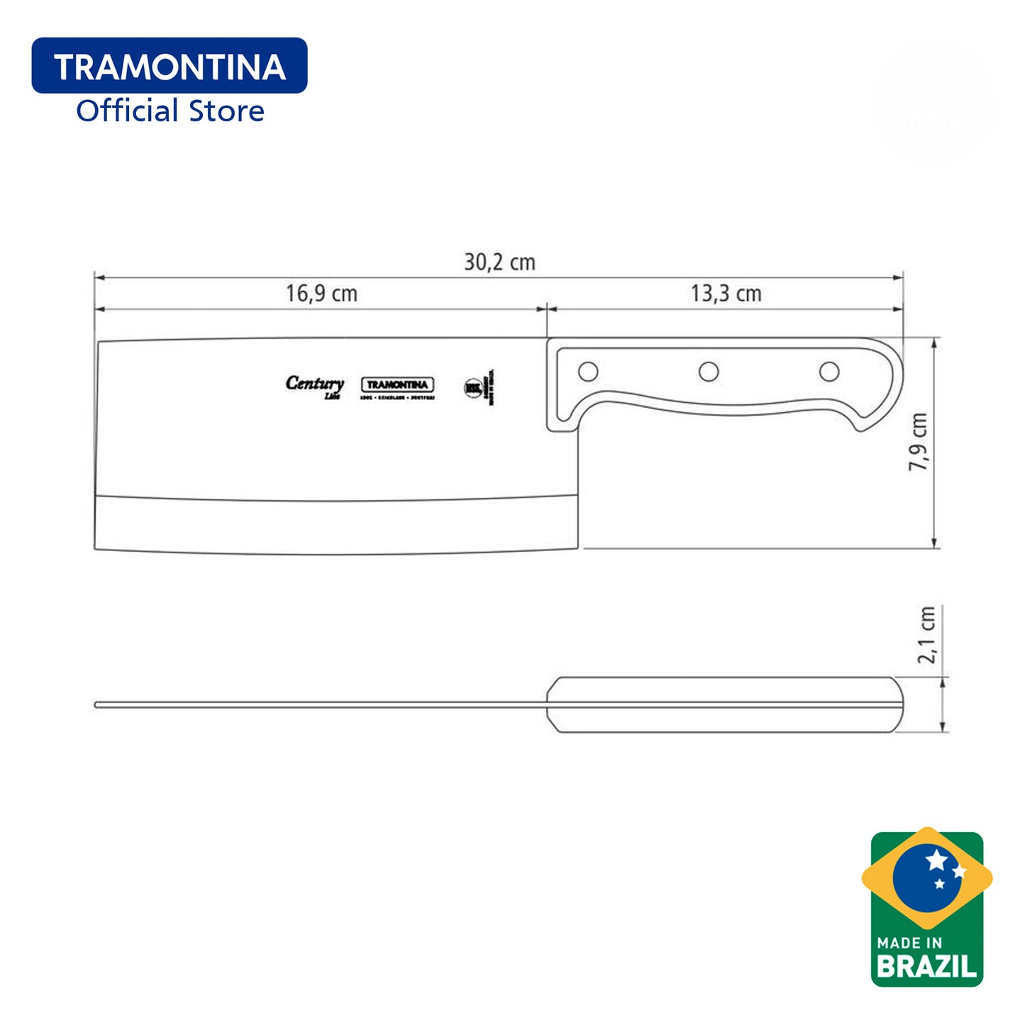 Tramontina Stainless Steel Cleaver 7" (Century)