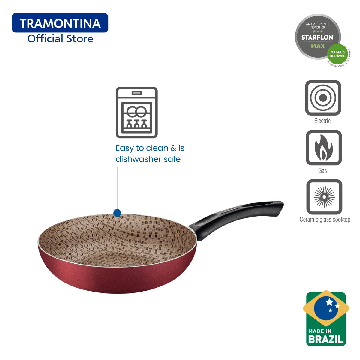 Tramontina Non Stick Deep Stir - Frying Pan 28cm (Paris)