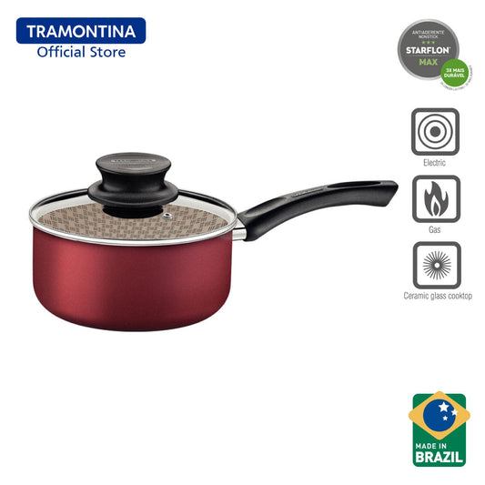 Tramontina Non Stick Sauce Pan with Tempered Glass Lid 18cm (Paris)