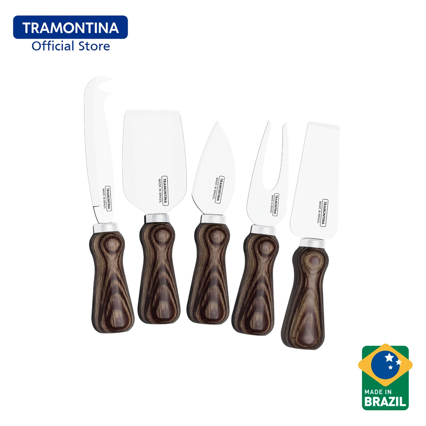 Tramontina Stainless Steel Cheese Knife Set 5pcs (Polywood)