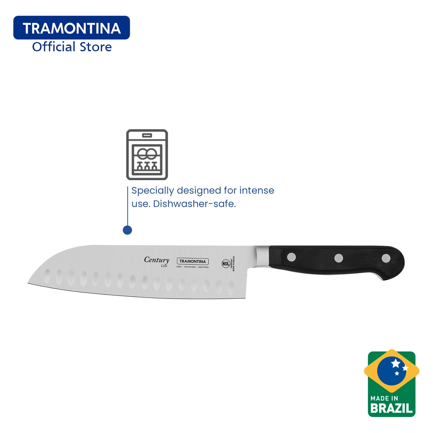 Tramontina Stainless Steel Cook's Santoku Knife 7" (Century)