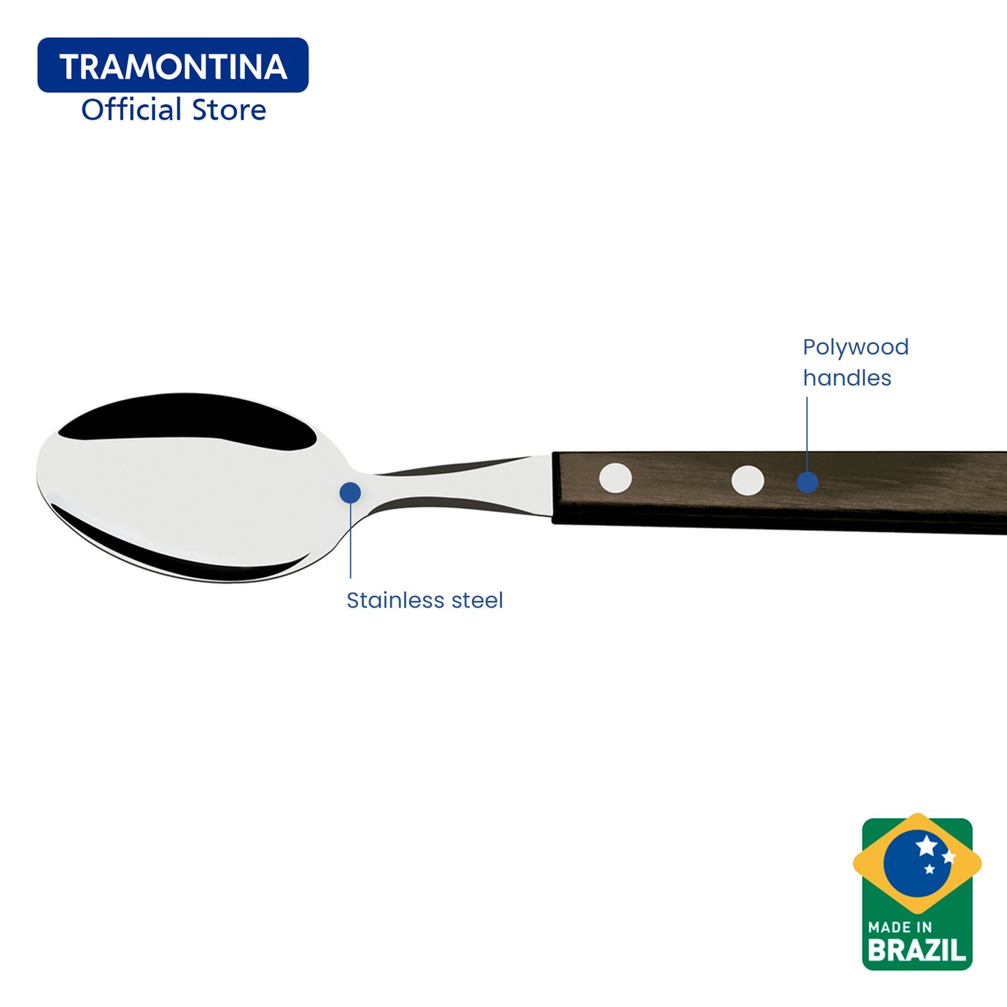 Tramontina Stainless Steel Tea Spoon Set 6pcs (Polywood)