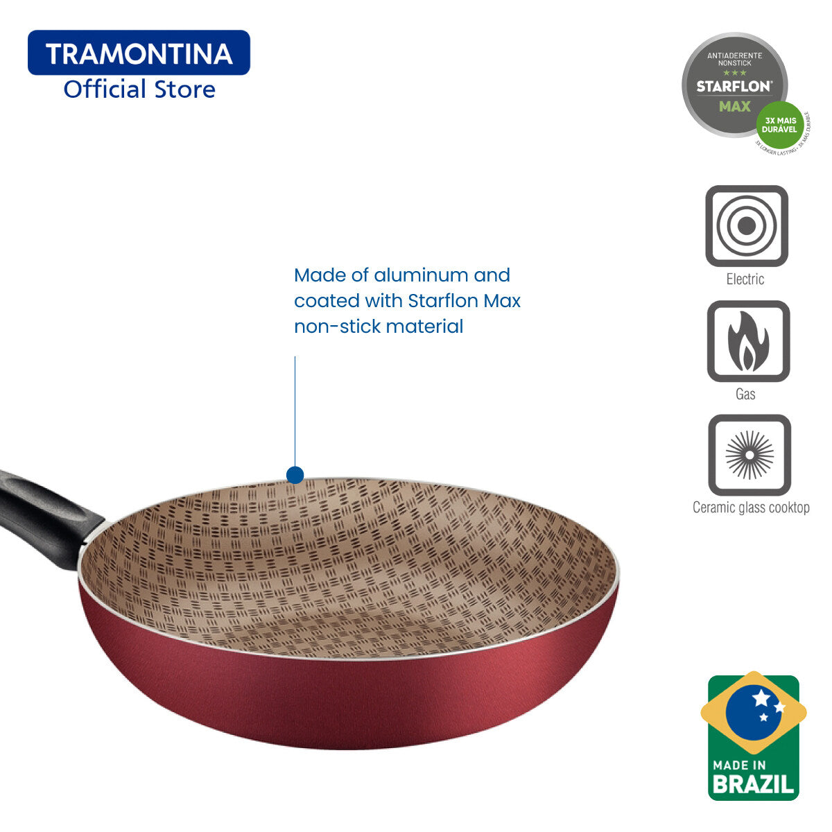 Tramontina Non Stick Deep Stir - Frying Pan 28cm (Paris)