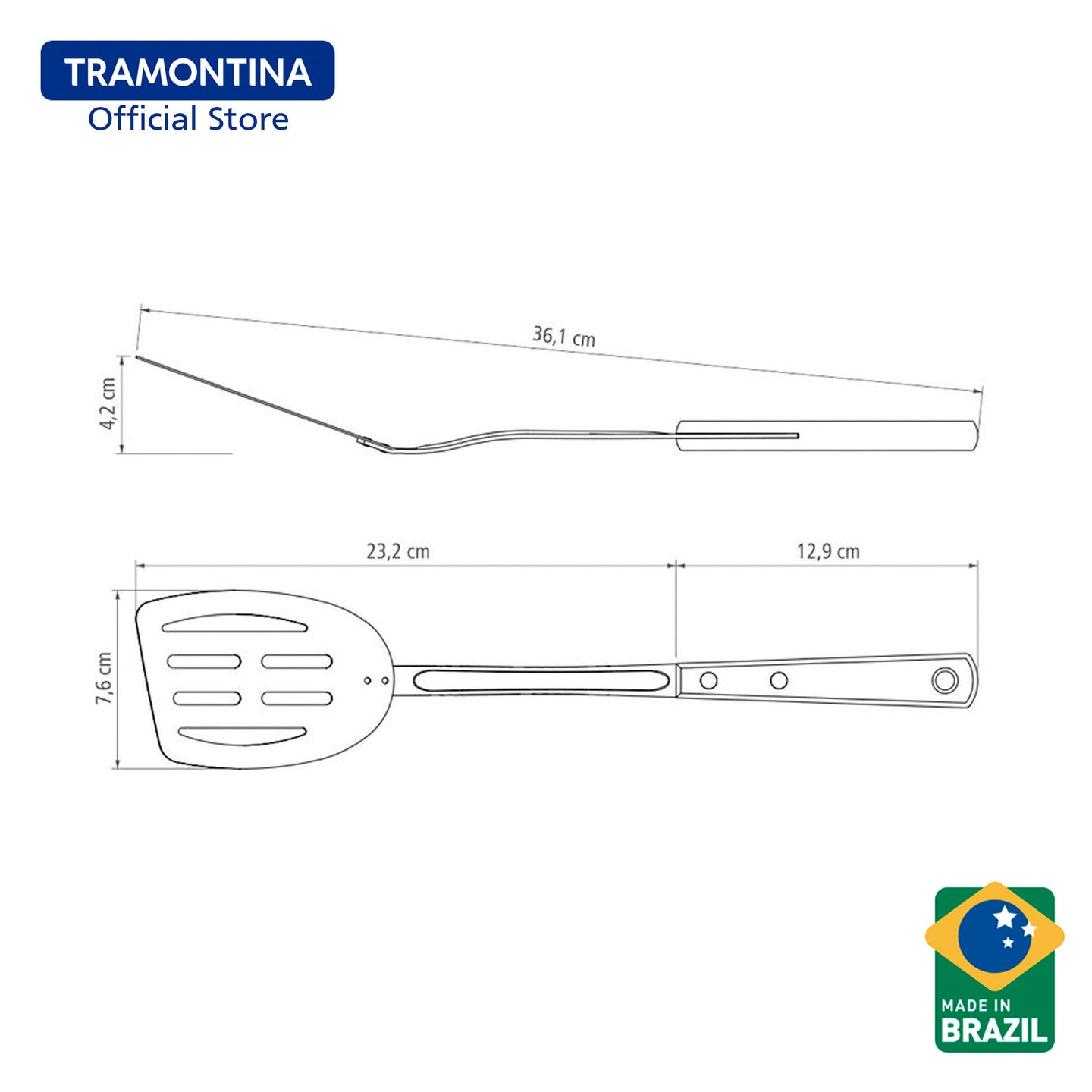 Tramontina Stainless Steel Slotted Spatula/Turner (Polywood)