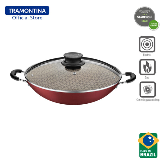 Tramontina Non Stick Chinese Wok with Lid 32cm (Paris)