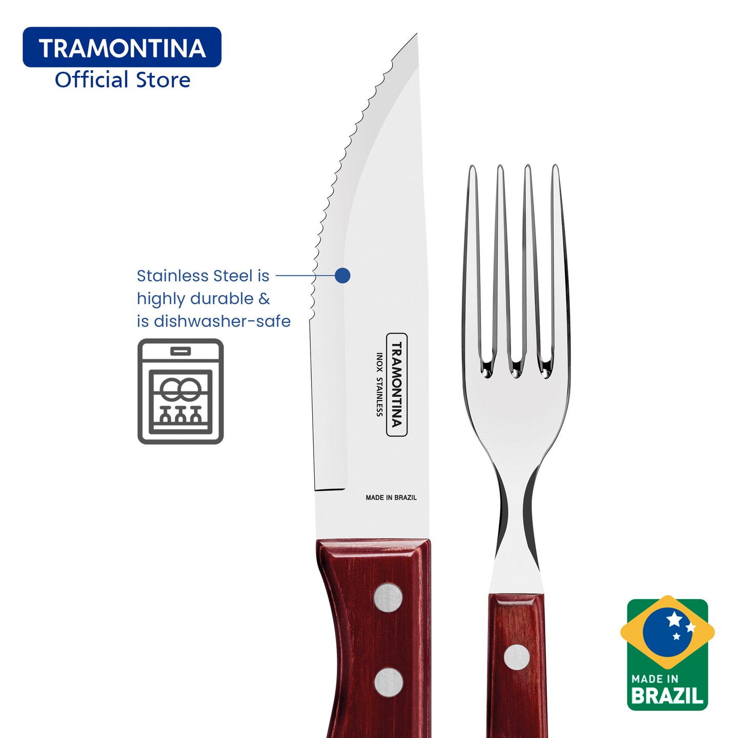 Tramontina Stainless Steel Barbecue Set 4pcs (Polywood)