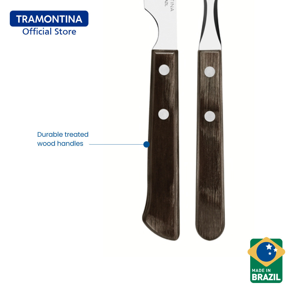 Tramontina Dining Barbecue Fork & Knife Set 12pcs (Churrasco) Red or Brown