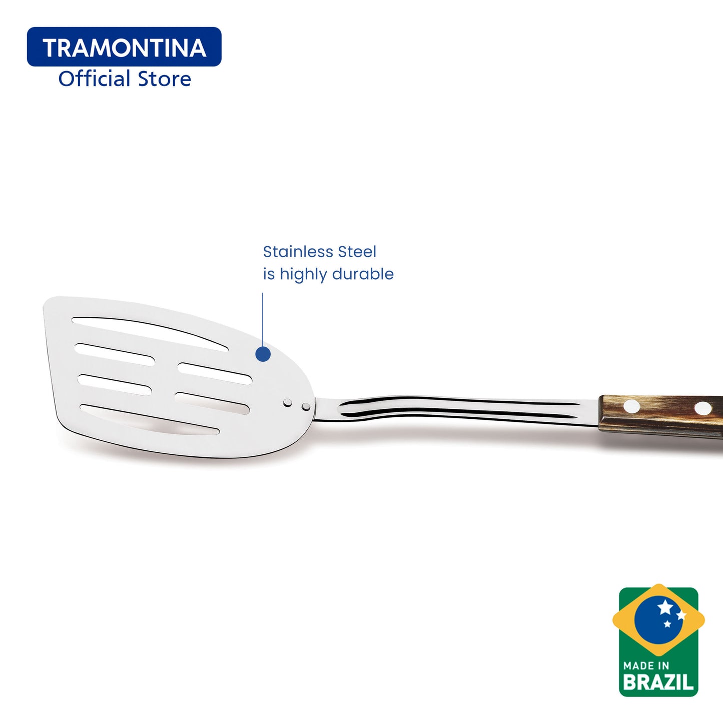 Tramontina Stainless Steel Slotted Spatula/Turner (Polywood)