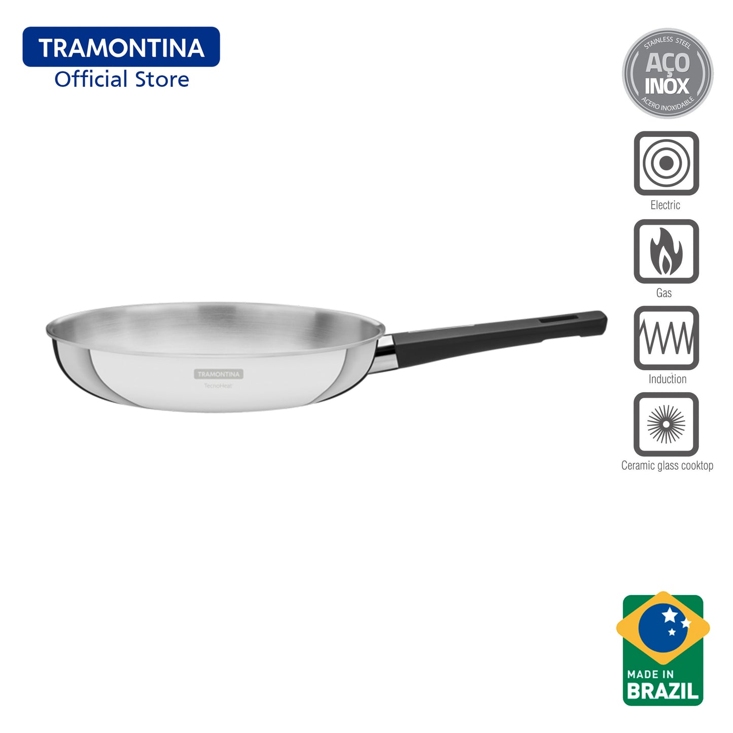 Tramontina Stainless Steel Frying Pan with Tri-ply body 20cm (Grano)