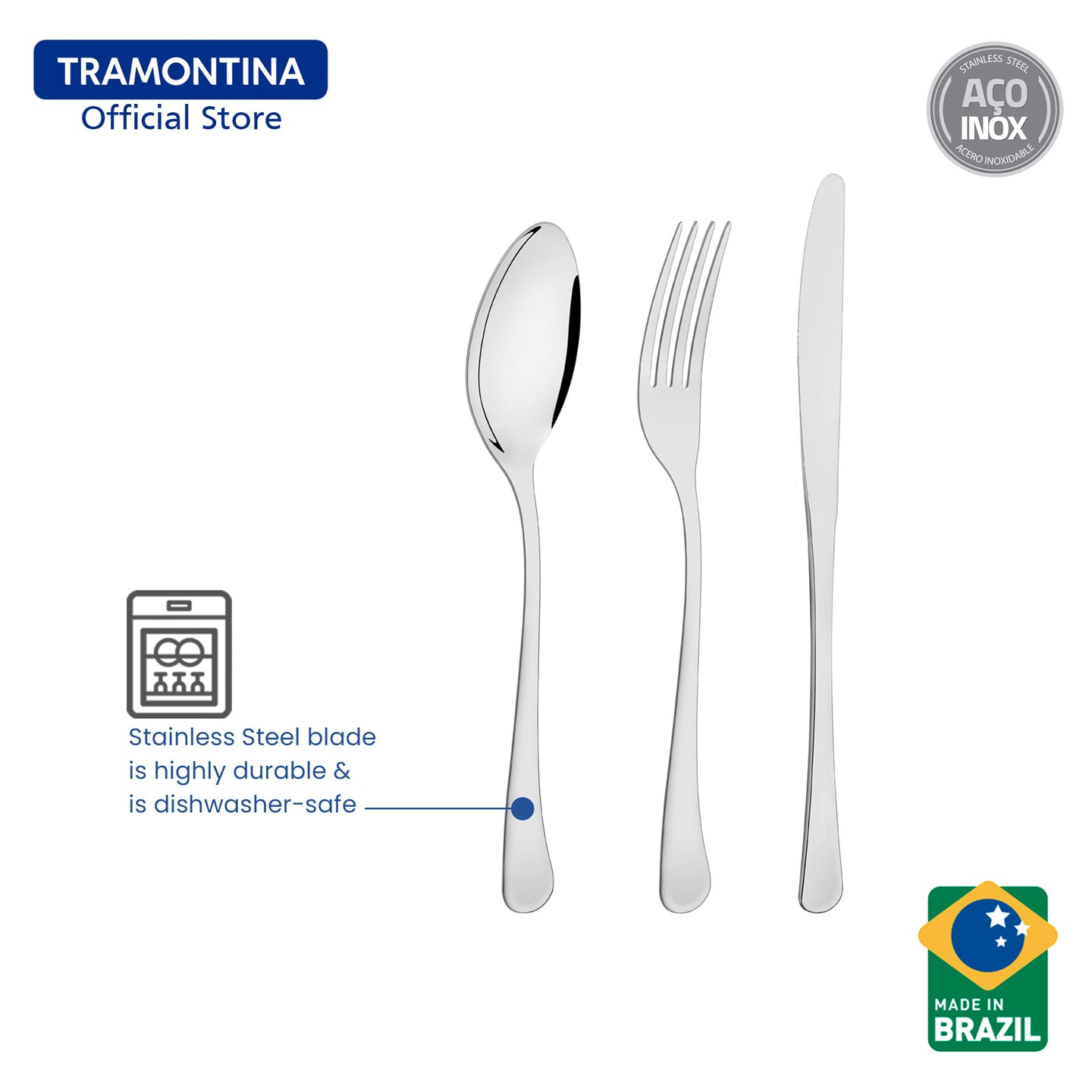 Tramontina Stainless Steel Dining / Table Cutlery Set 16pcs (Havana)