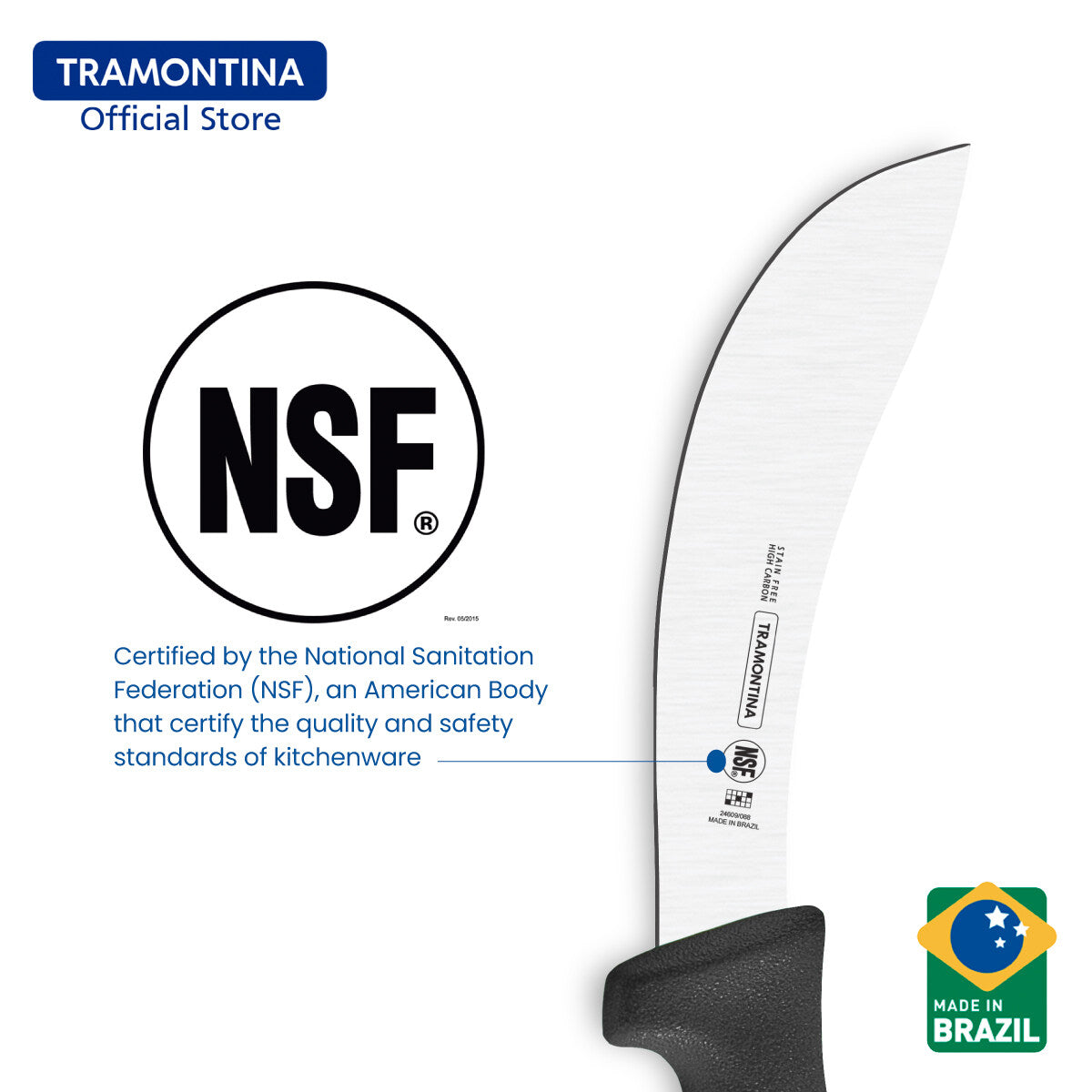 Tramontina Skinning Knife with Antibacterial Protection Handle 6" (Professional Master) 6 Colors