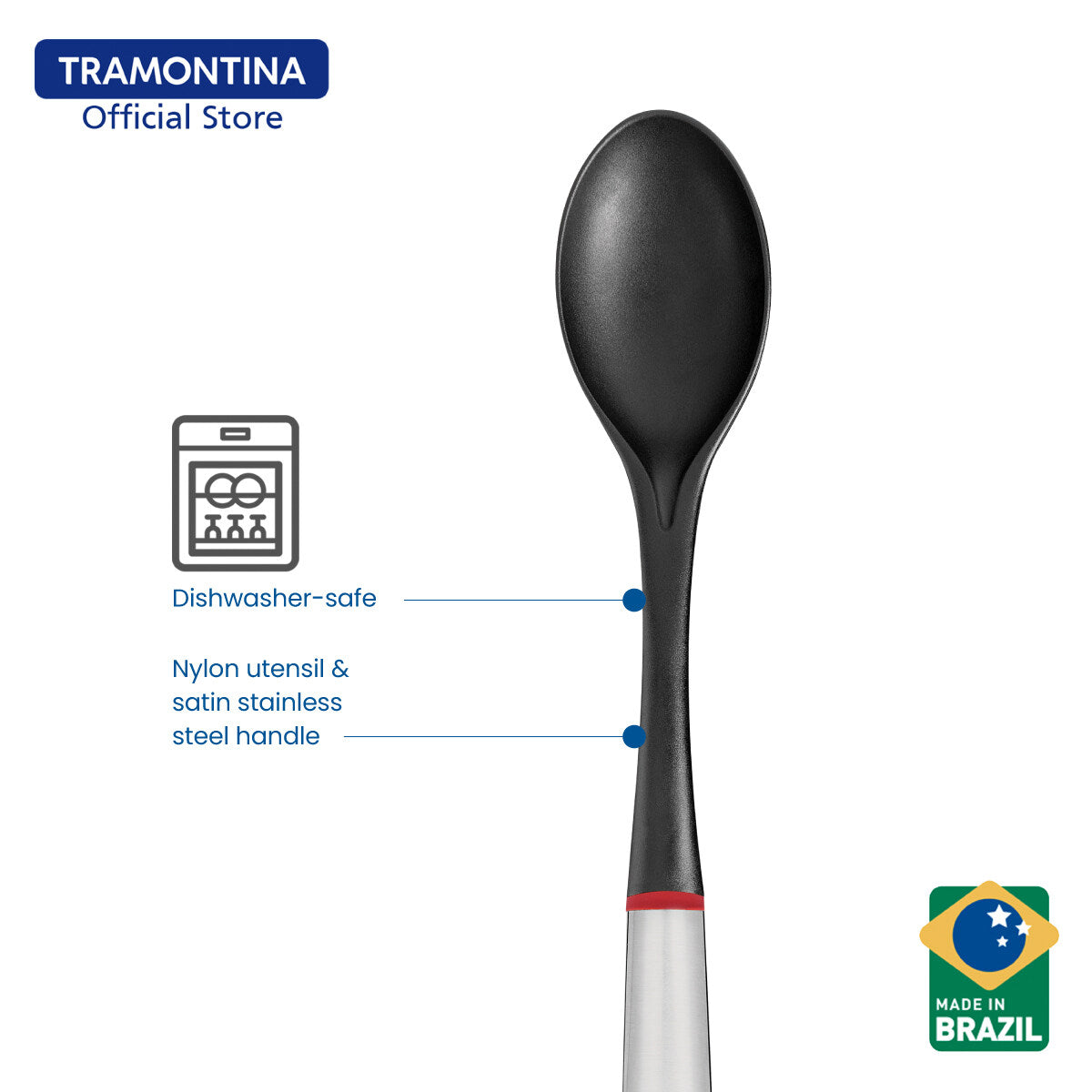 Tramontina Nylon Serving Spoon with Stainless Steel Handle (Moderne)